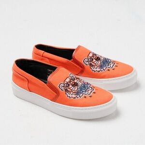 Reserved for Ladycat405
 KENZO K-skate Tiger Embroidered Cotton-canvas Slip On